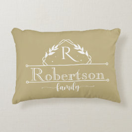 Split Monogram Family Name Sand Colo Frame Accent Kussen