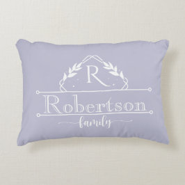 Split Monogram Family Name Soft Lavender Frame Accent Kussen