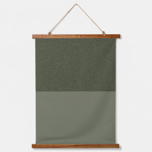 Split mos groen wandtapijt met houten top - Custom Hangend Wandkleed