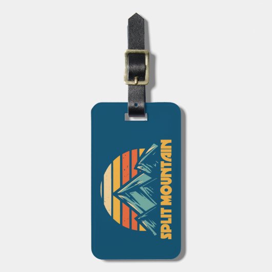Split Mountain California Retro Turquoise Bagagelabel (Voorkant verticaal)