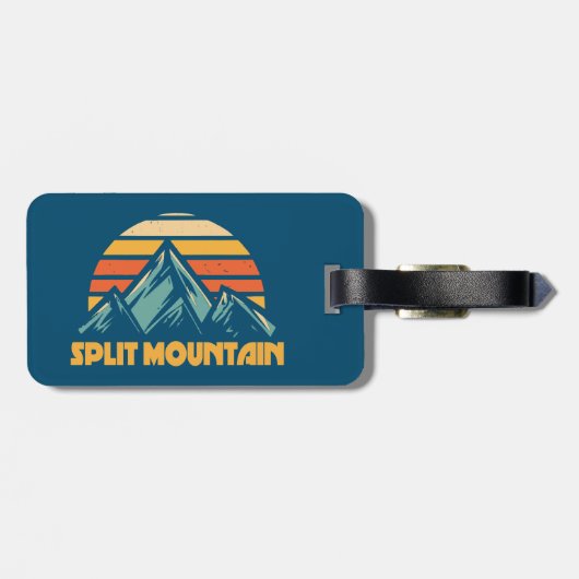 Split Mountain Californië Retro Turquoise Bagagelabel (Achterkant horizontaal)