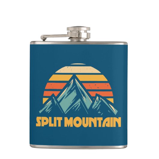 Split Mountain Californië Retro Turquoise Heupfles (Voorkant)