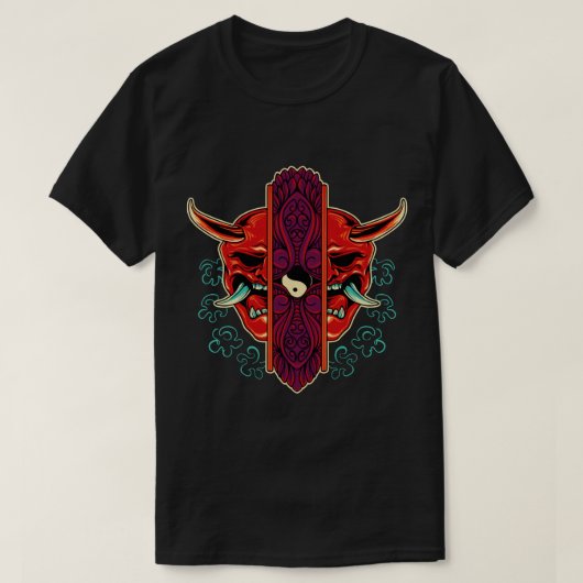 Split Oni Mask met Yin-Yang T-shirt (Design voorkant)