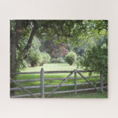 Split Rail Fence - groene graslandwerf Legpuzzel (Horizontaal)