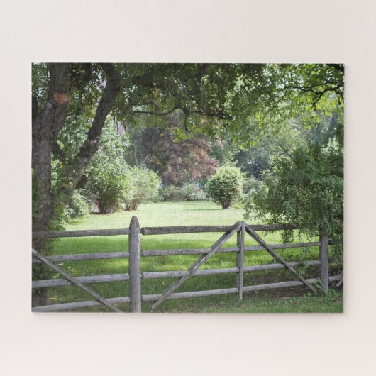 Split Rail Fence - groene graslandwerf Legpuzzel (Horizontaal)