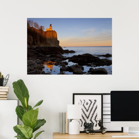 Split Rock Lighthouse bij zonsondergang bij Two Poster (Thuiskantoor)