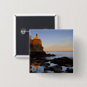 Split Rock Lighthouse bij zonsondergang bij Two Vierkante Button 5,1 Cm (Voorkant /achterkant)