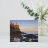 Split Rock Lighthouse bij zonsondergang nabij Two Briefkaart (Staand voorkant)