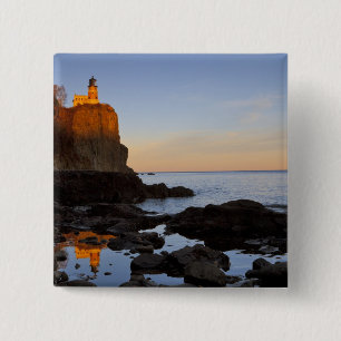 Split Rock Lighthouse bij zonsondergang nabij Two Vierkante Button 5,1 Cm