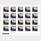 Split Rock Lighthouse bij zonsondergang nabij Two Vierkante Sticker (Vel)