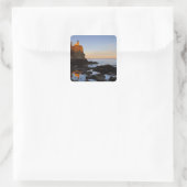 Split Rock Lighthouse bij zonsondergang nabij Two Vierkante Sticker (Tas)