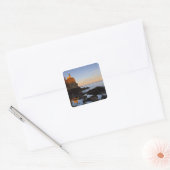 Split Rock Lighthouse bij zonsondergang nabij Two Vierkante Sticker (Envelop)