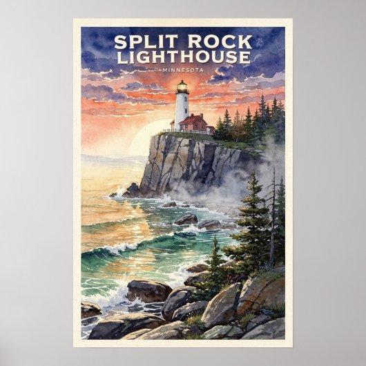 Split Rock Lighthouse Minnesota Reisposter uit het Poster (Voorkant)
