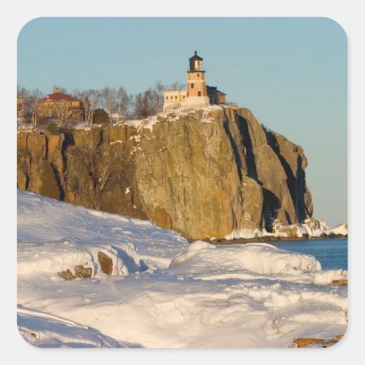 Split Rock Lighthouse State Park aan het meer Vierkante Sticker (Voorkant)