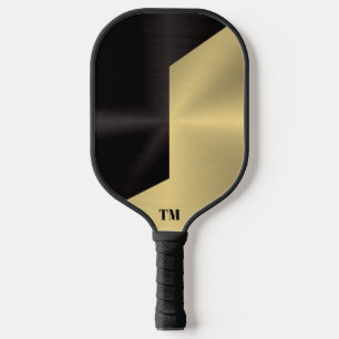 Split Screen Black and Gold Metallic Texture Pickleball Paddle