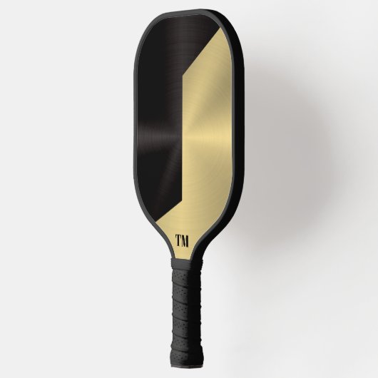 Split Screen Black and Gold Metallic Texture Pickleball Paddle (Links)
