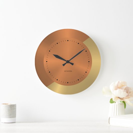 Split-Screen Metallic Gold and Copper Personalized Grote Klok (Huis)