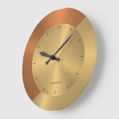 Split-Screen Metallic Gold Copper Personalized Grote Klok (Hoek)