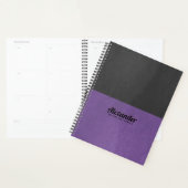Split-screen purp en zwart faux leer textuur p planner (Display)