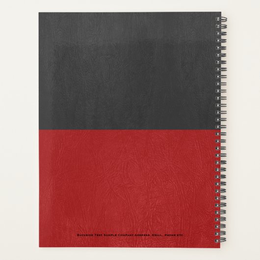 Split-screen rood en zwart faux leer textuur planner (Achterkant)