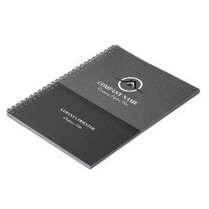 Split Screen Zwart en Grijs Faux Leather Logo Notitieboek