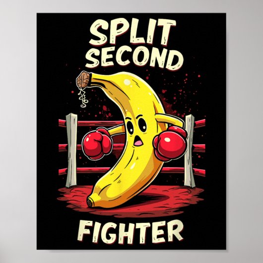 Split Second Fighter Muay Thai MMA Boxing Banana Poster (Voorkant)