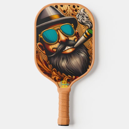 Split-Second Serve: Man op een Pickleball Racket (Achterkant)