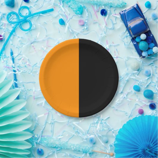 Split sinaasappel en zwart halloween partij bord (Feest)