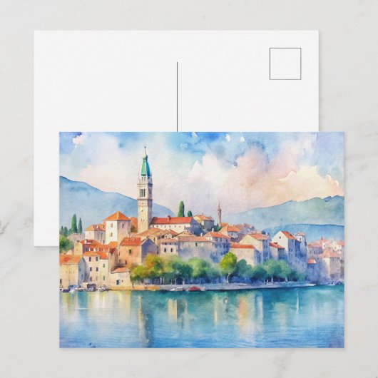 Split stad Kroatië Waterverf Schilderen Briefkaart (Voorkant / Achterkant)