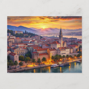Split stad Kroatië Zonsondergang Briefkaart