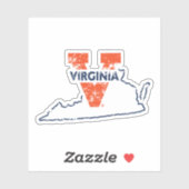 Split V Virginia State Love Sticker (Vel)