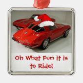 Split-venster met kerstcadeau metalen ornament (Voorkant)