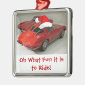 Split-venster met kerstcadeau metalen ornament (Links)