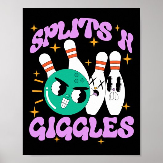 Splits in Giggles Funny Bowling Team Bowler Sports Poster (Voorkant)