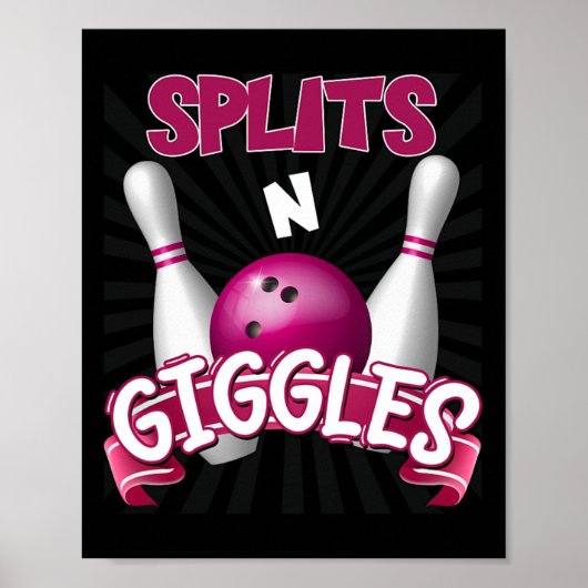 Splits in Giggles Funny Bowling Team Bowler Sports Poster (Voorkant)