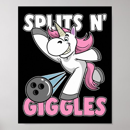 Splits N' Giggles Eenhoorn Bowling Bowler Poster (Voorkant)
