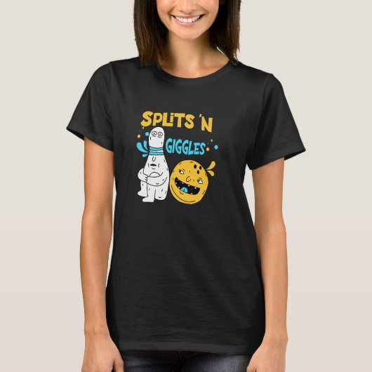 Splits 'N Giggles, Grappige bowling kegel T-shirt (Voorkant)