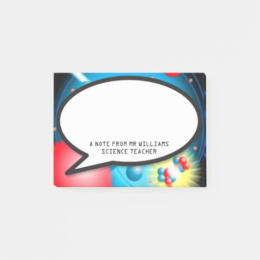 Splitsen van de atoom spraak bubble wetenschap ler post-it® notes (Voorkant)