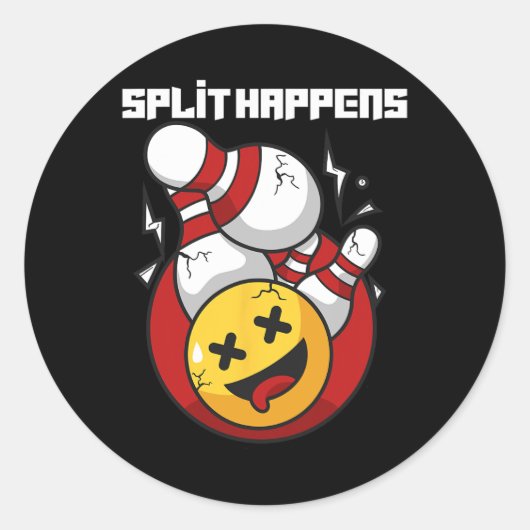 Splitsing gebeurt grappig Bowling Bowler Ronde Sticker (Voorkant)