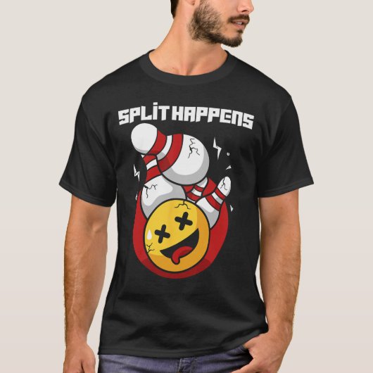 Splitsing gebeurt grappig Bowling Bowler T-shirt (Voorkant)