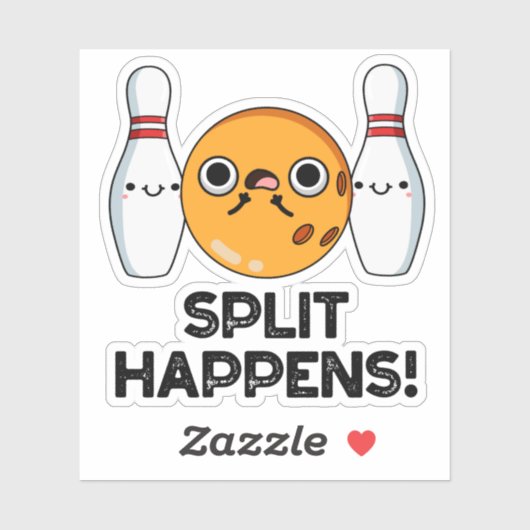 Splitsing gebeurt grappig Bowling pun Sticker (Vel)