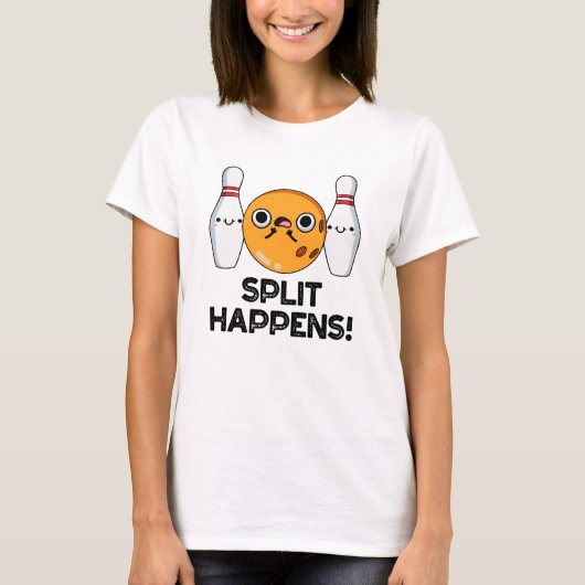 Splitsing gebeurt grappig Bowling pun T-shirt (Voorkant)