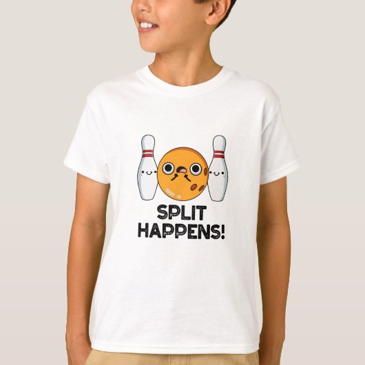 Splitsing gebeurt grappig Bowling pun T-shirt (Voorkant)