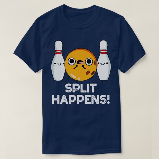 Splitsing gebeurt grappig Bowling pun T-shirt (Design voorkant)
