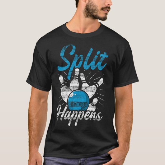 Splitsing gebeurt grappig Bowling T-shirt (Voorkant)