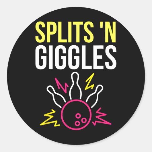 Splits'n Giggles Bowling Team Shirt Strike in Styl Ronde Sticker (Voorkant)
