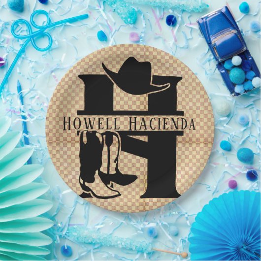 Splitst 'H' Cowboy Monogram Papieren Bordje (Feest)
