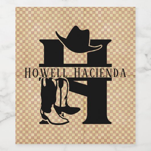 Splitst 'H' Cowboy Monogram Wijn Etiket (Enkel label)