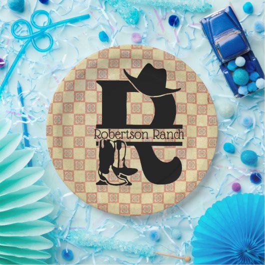 Splitst 'R' Cowboy Monogram Papieren Bordje (Feest)