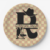 Splitst 'R' Cowboy Monogram Papieren Bordje (Voorkant)